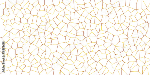 Golden gradient lines stroke abstract white crystalized broken glass background. Voronoi diagram background. abstract desktop texture design digital art wallpaper, vector illustration.	