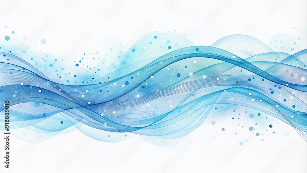 Soft blue wavy lines and subtle dots create a calming abstract design in watercolor on a transparent background, evoking feelings of serenity and peacefulness. Soft blue wavy lines and subtle dots create a calming abstract design in watercolor on a transparent background, evoking feelings of serenity and peacefulness.