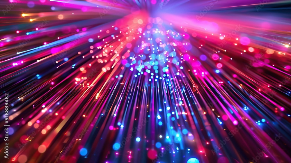 Fototapeta premium Abstract cyber lights with neon trails