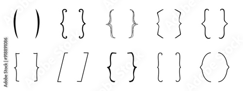 Brackets quote box frame sketch, brace border text parenthesis. Font punctuation, doodle decoration.