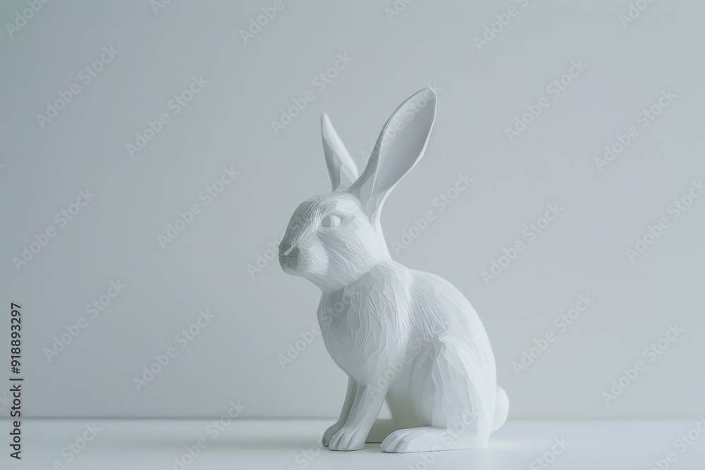 Serene depiction of an Easter bunny in soft grey tones Serene depiction of an Easter bunny in soft grey tones