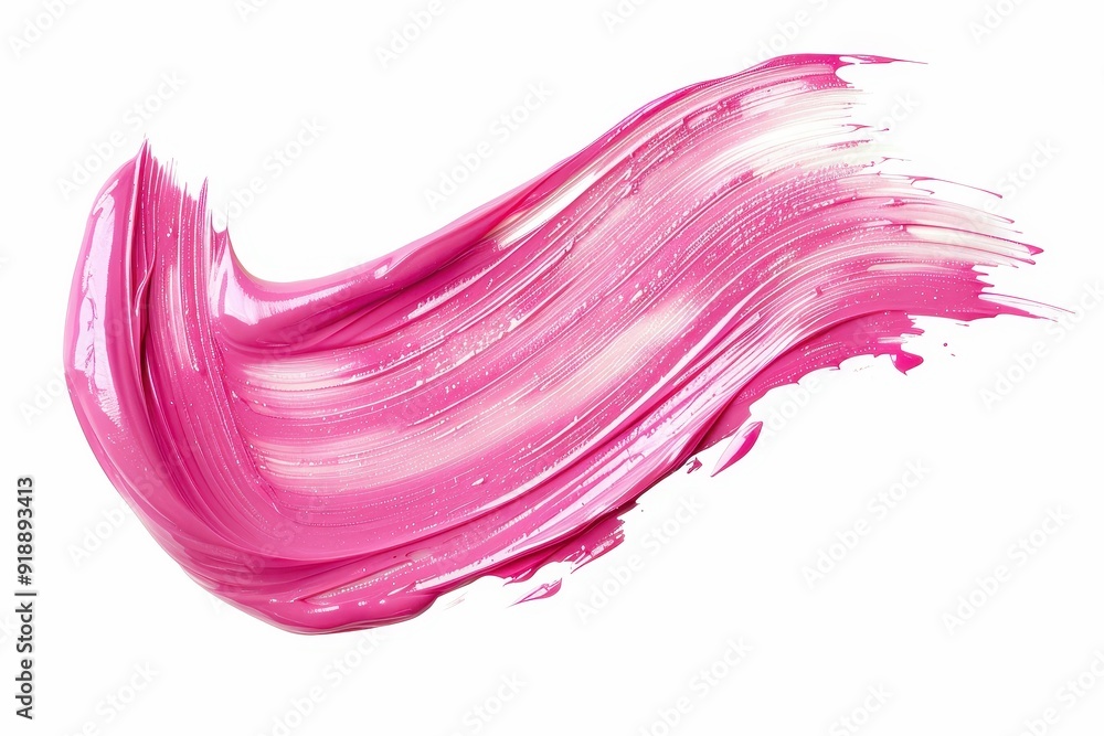 Pink lip balm with glossy texture shown on white background Cosmetic swatch Pink lip balm with glossy texture shown on white background Cosmetic swatch