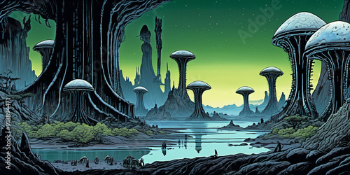 Alien fantasy landscape. Di...