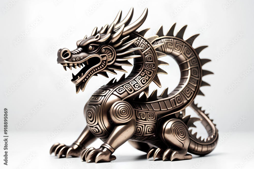 Metallic Dragon figurine. Isolated on white background. Metallic Dragon figurine. Isolated on white background.
