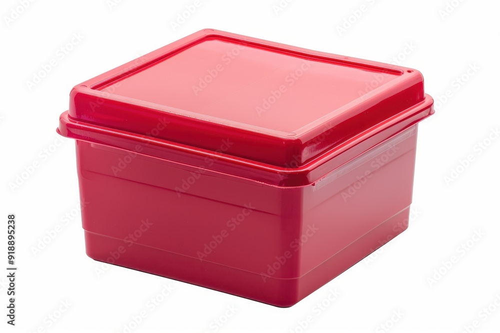 Red plastic box white background clipping paths for packaging finished goods Red plastic box white background clipping paths for packaging finished goods