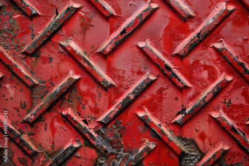 Red painted steel surface over background texture