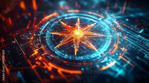 Wallpaper Mural Futuristic Compass Rose with Sleek Data Visualizations and Holographic Projections Torontodigital.ca