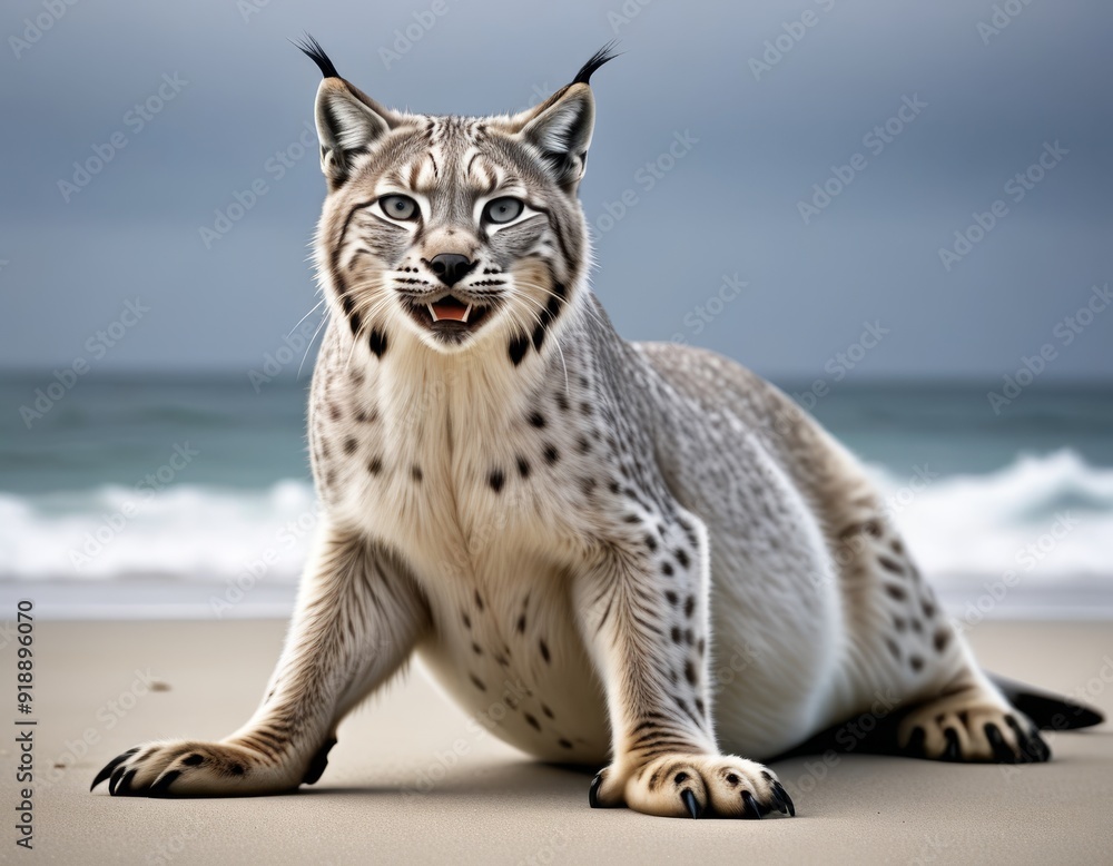 Fototapeta premium Hybrid animal between lynx and seal.