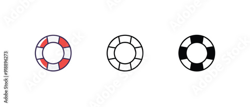 Swiming Ring Icons set thin line and glyph vector icon illustration