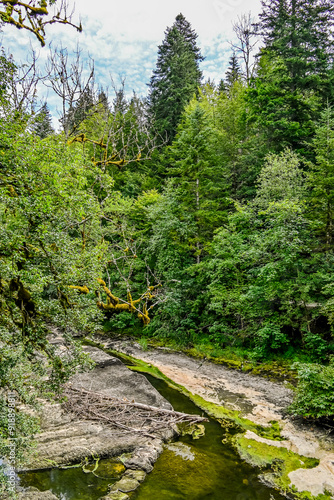 Les Brenets, le lac des Brenets, le Saut-du-Doubs, Wasserfall, Felsen, Felswände, Doubs, Fluss, Le Locle, Ausflug, Jura, Juramassiv, Wald, Wanderweg, Sommer, Kanton Neuenburg, Schweiz, Frankreich photo