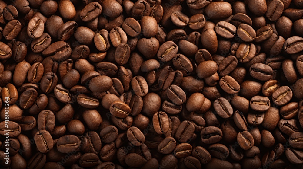 Fototapeta premium Rich and textured background of freshly roasted coffee beans