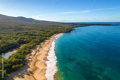 Makena Beach Aerial View with Coastline