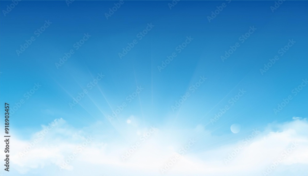 Calm Horizon: Sky Blue with Morning Sun and Clouds Calm Horizon: Sky Blue with Morning Sun and Clouds