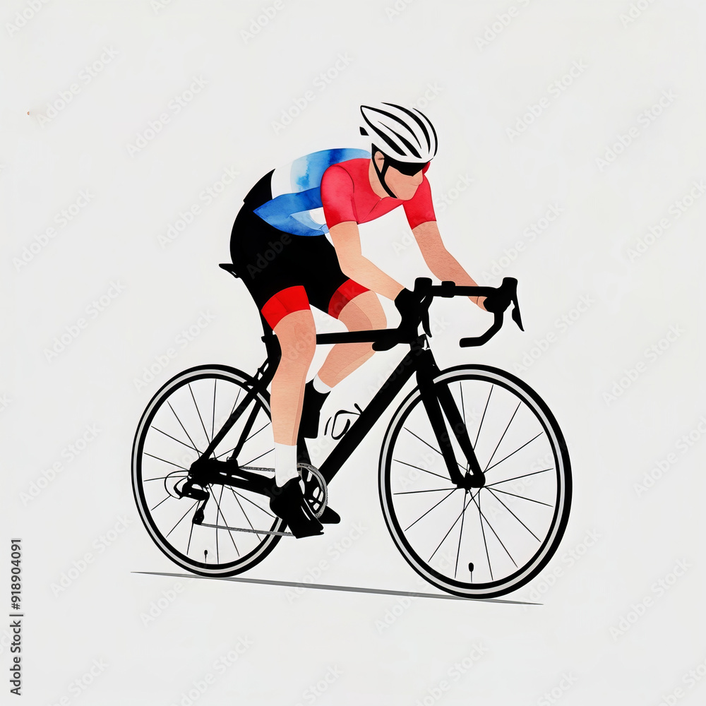 Naklejka premium Minimalist Watercolor Isometric bicycle sport