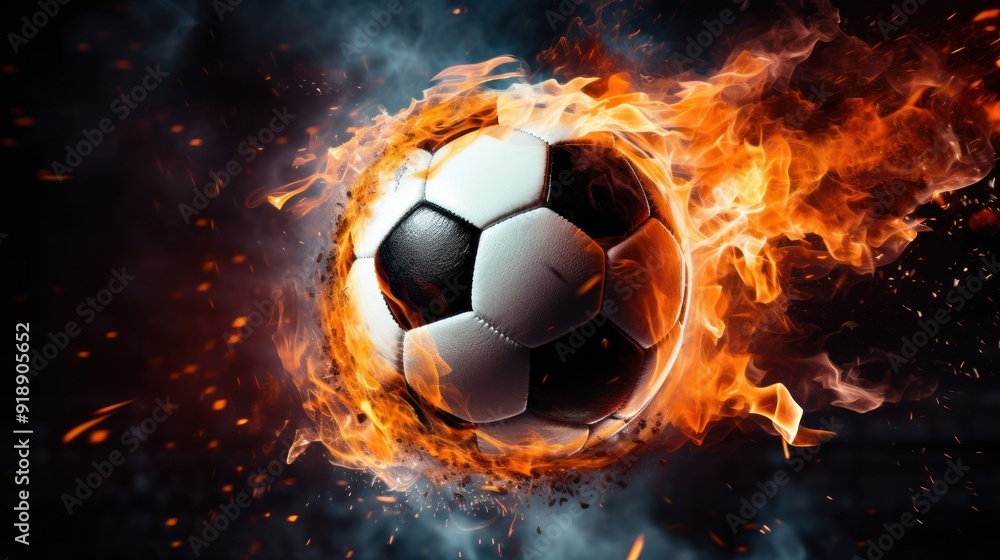 Fototapeta premium A detailed photo of a soccer ball caught in the goal net