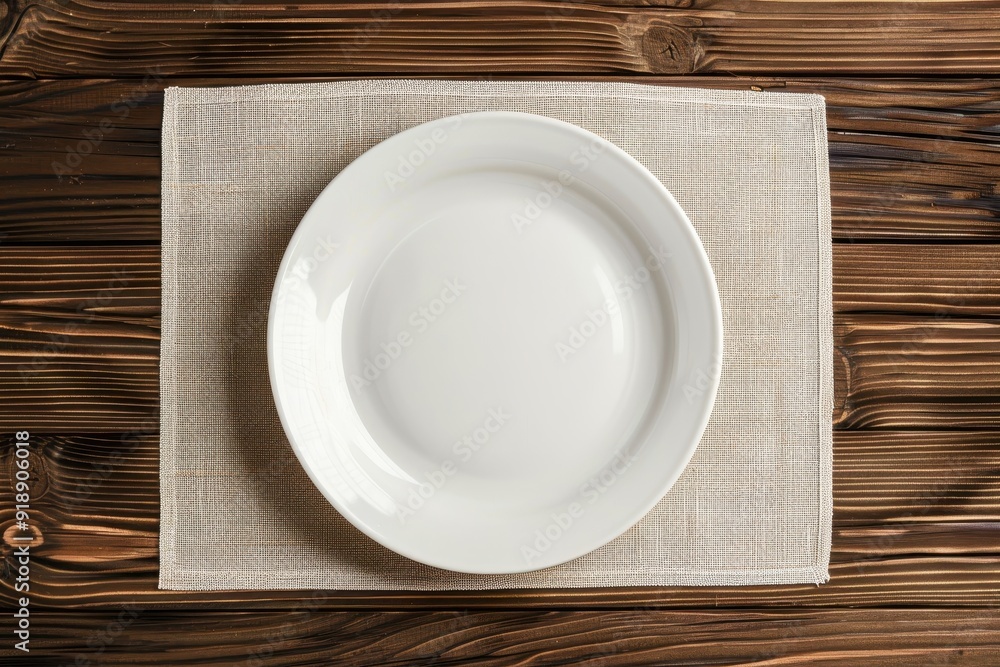 White place mat on wooden background with space for design White place mat on wooden background with space for design