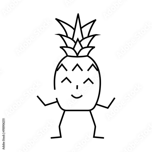 pineapple character line icon vector. pineapple character sign. isolated contour symbol black illustration