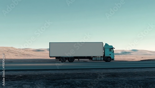 Semi-Truck Driving on a Rural Road photo