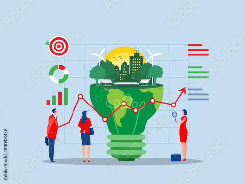 Business invest with ESG or ecology problem concept, business invest energy sources. Preserving resources of planet.