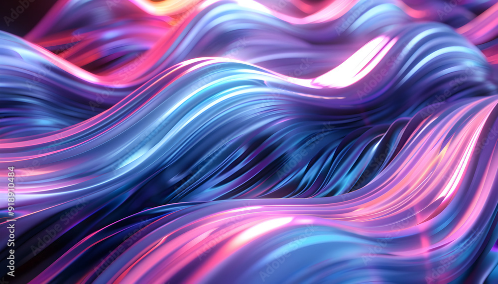 Obraz premium Abstract background with flowing neon lines in pink and blue.