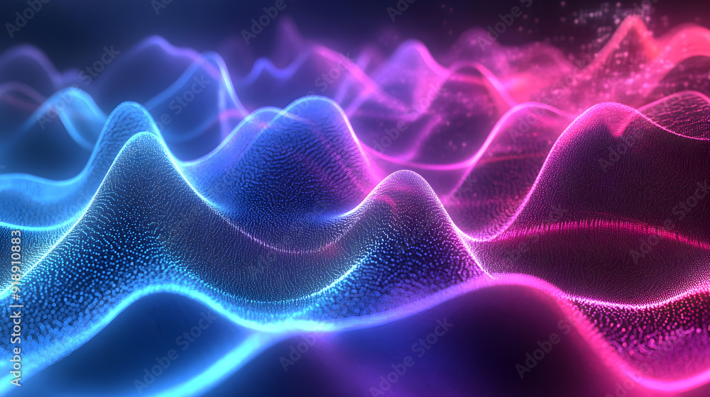 Abstract 3D sound waves in vibrant neon colors, 3D background music, dynamic and futuristic Abstract 3D sound waves in vibrant neon colors, 3D background music, dynamic and futuristic