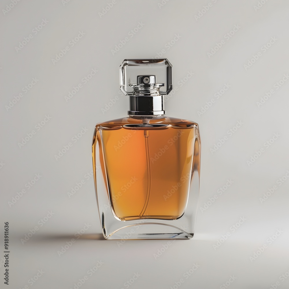 Elegant Glass Bottle of Perfume Isolated on Plain White Background Elegant Glass Bottle of Perfume Isolated on Plain White Background