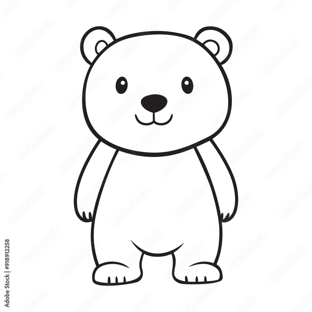 Fototapeta premium Bear Outline Design, Bear Clipart, Cute Bear illustration in black and white