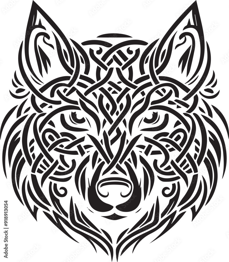 Obraz premium Wolf Celtic Face Design