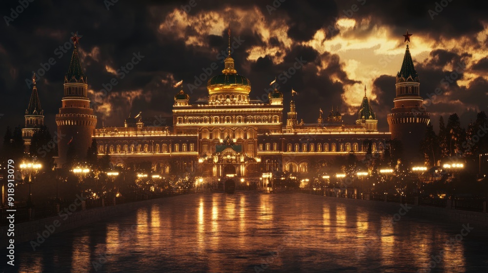 Obraz premium Illuminated Palace at Dusk