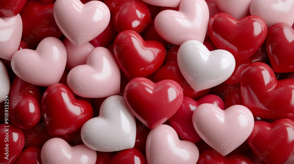 A collection of shiny heart-shaped candies in red, pink, and white colors. Perfect for Valentine's Day or romantic celebrations, these candies are vibrant and sweet. A collection of shiny heart-shaped candies in red, pink, and white colors. Perfect for Valentine's Day or romantic celebrations, these candies are vibrant and sweet.