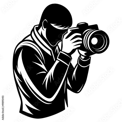 Photographer with camera silhouette vector