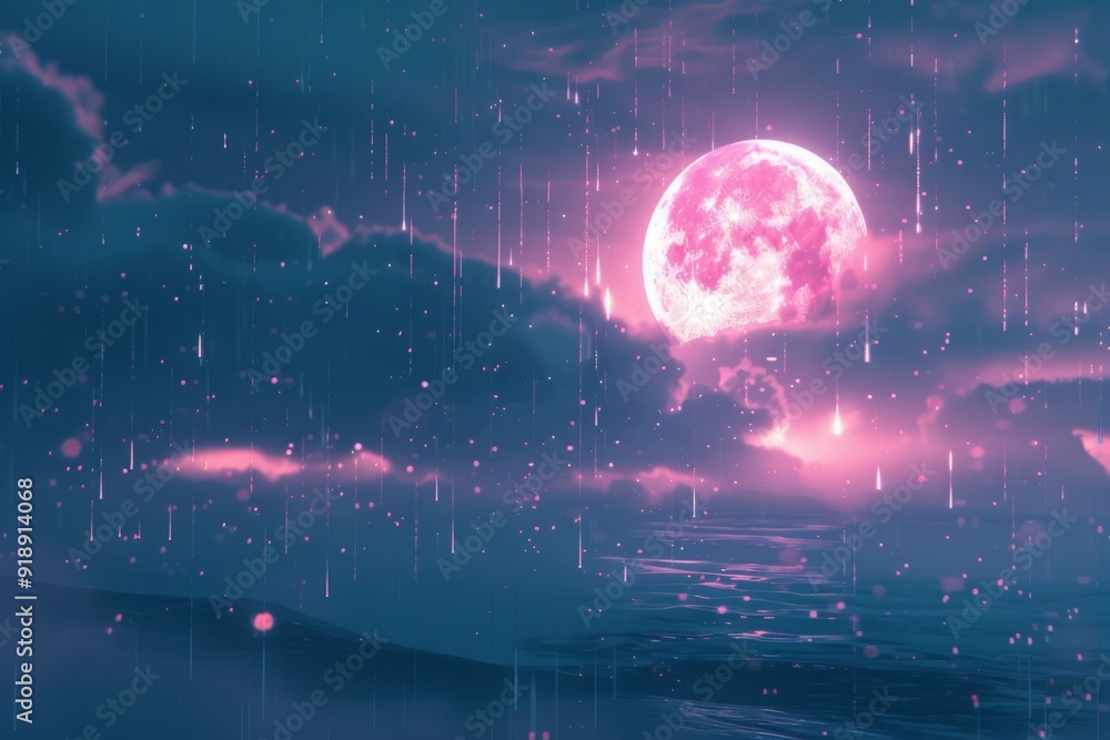Tranquil atmosphere in a rainy landscape scene with serene peaceful calm Tranquil atmosphere in a rainy landscape scene with serene peaceful calm