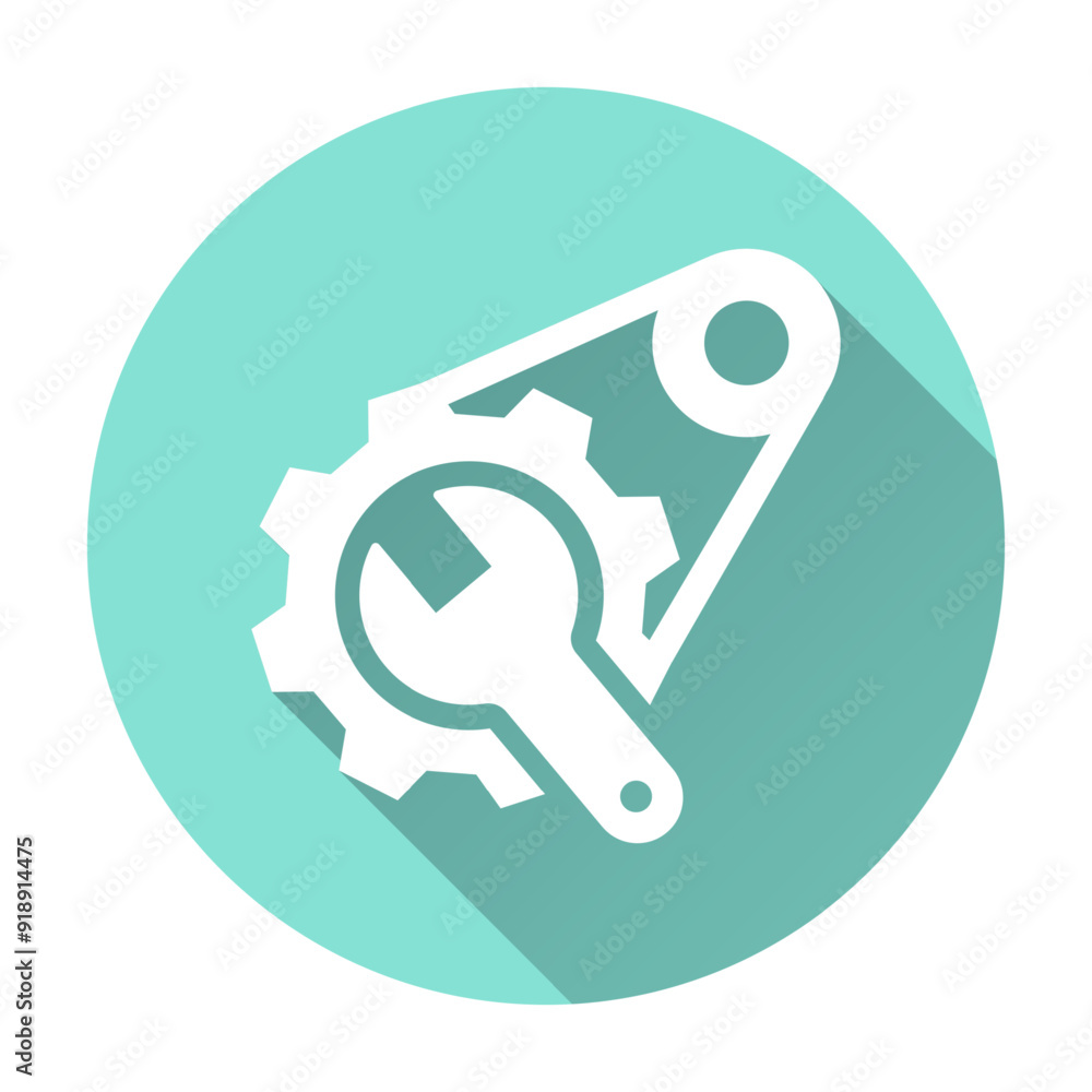 Timing belt repair flat icon. Simple illustration with long shadow for graphic and web design. Timing belt repair flat icon. Simple illustration with long shadow for graphic and web design.