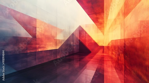 10. Modern abstract geomatics with floating geometric forms and ethereal light effects