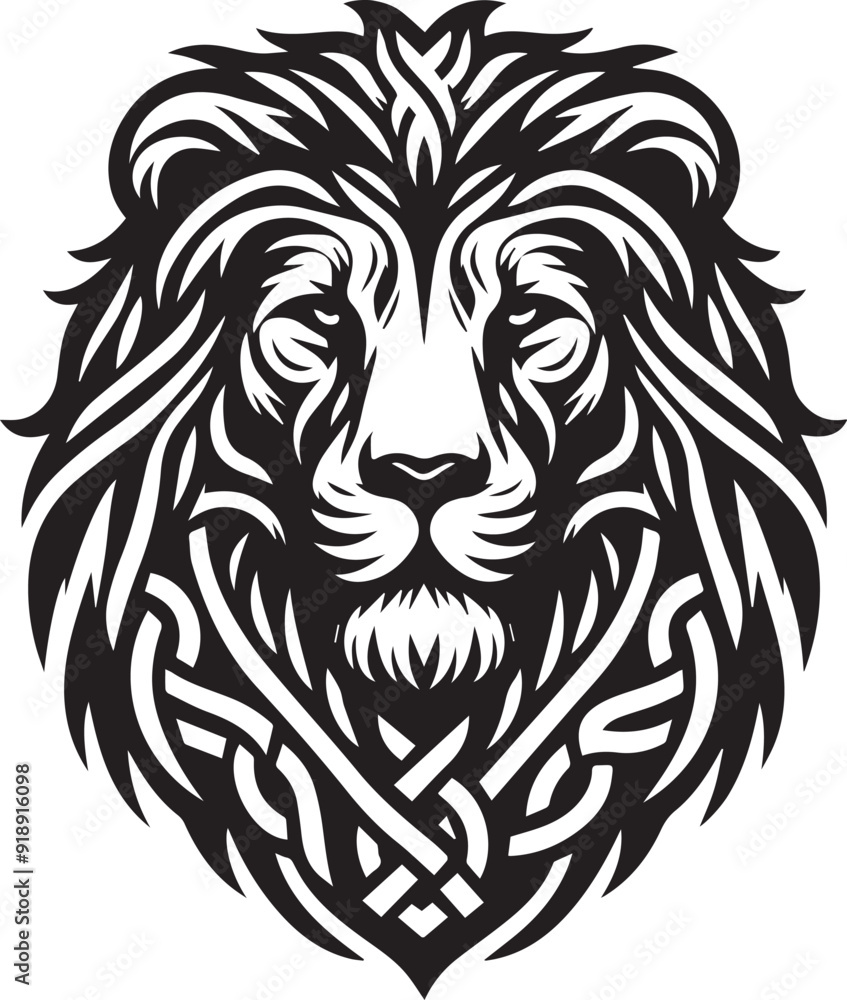 Naklejka premium Celtic Lion Face Design