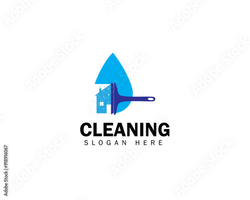 house residential commercial cleaning logo design vector icon symbol template