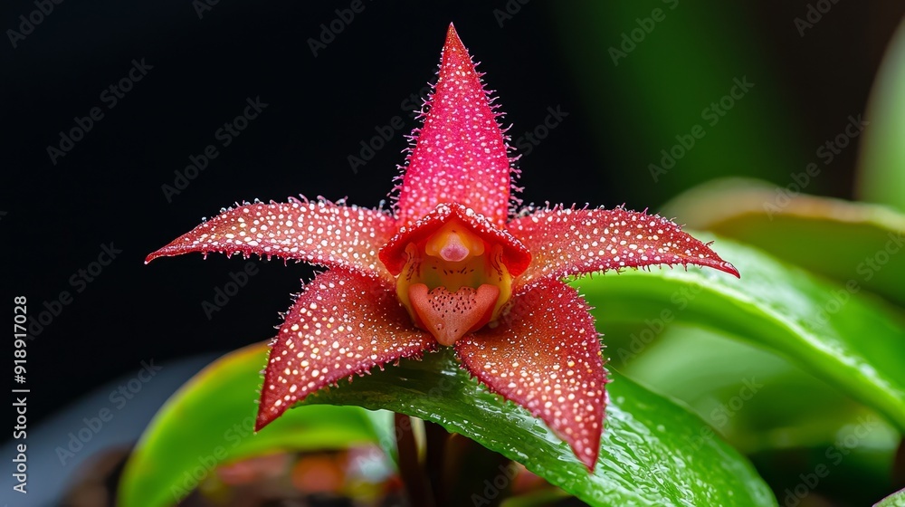 Close-up of Bulbophyllum phalaenopsis, orchid with hairy flowers Close-up of Bulbophyllum phalaenopsis, orchid with hairy flowers