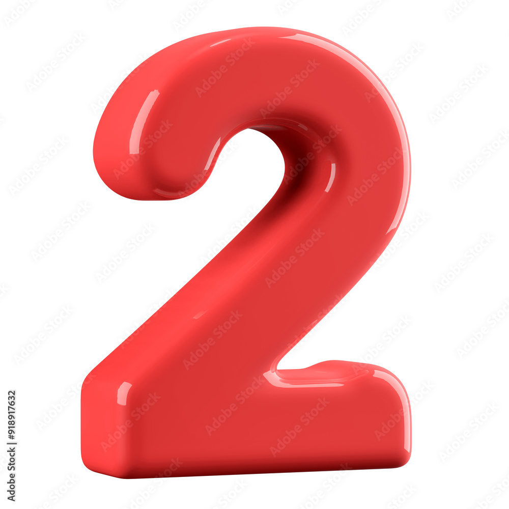 Red 3D Number 2 Red 3D Number 2