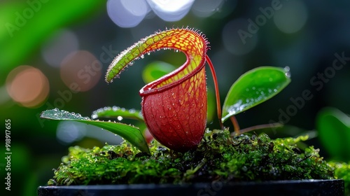 Close-up of Nepenthes attenboroughii, giant mountaintop pitcher plant photo