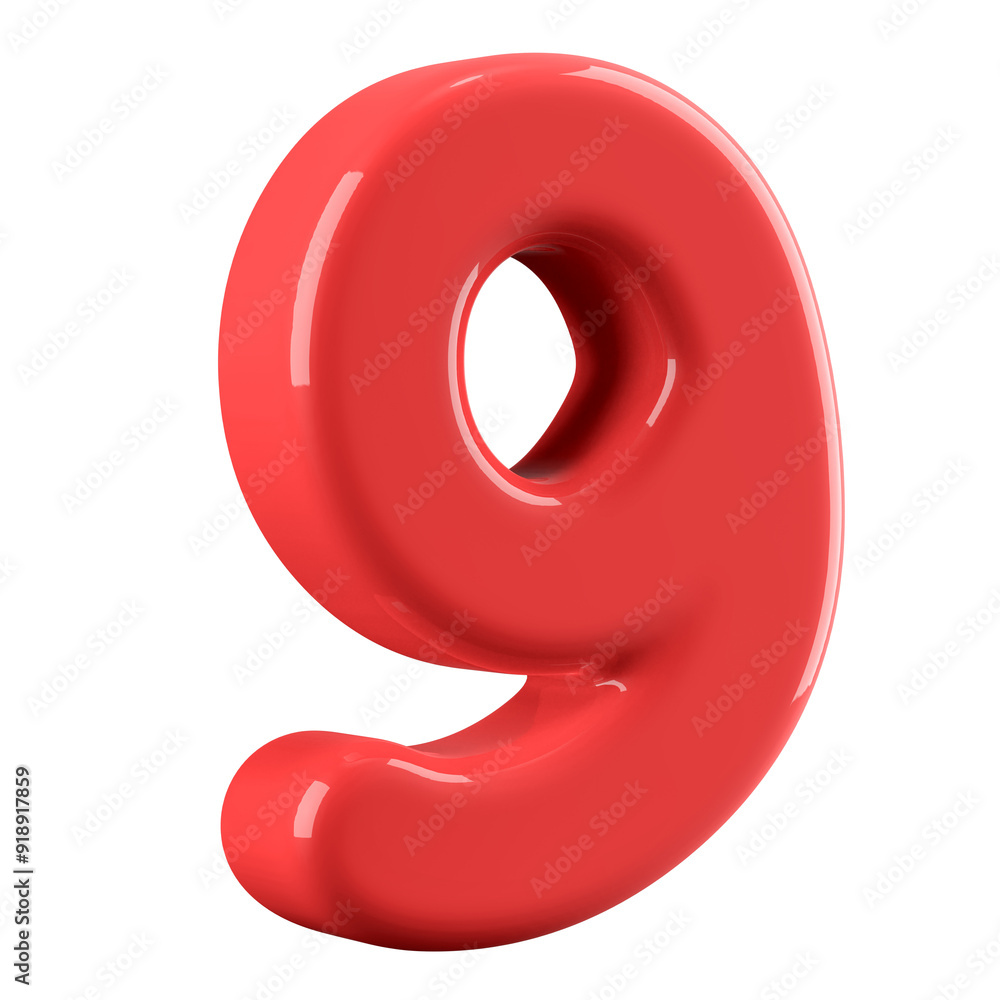 Red 3D Number 9 Red 3D Number 9