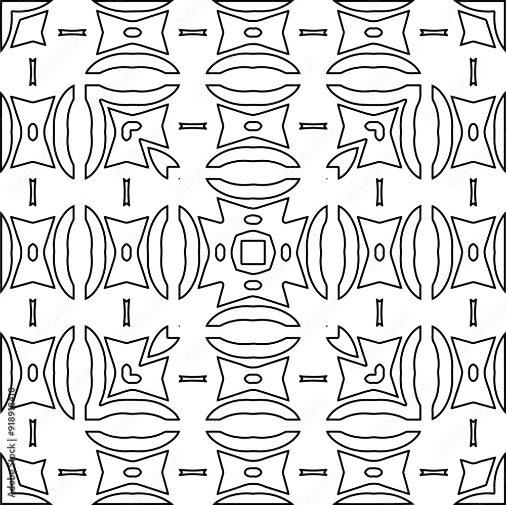 Fototapeta premium Vector pattern with symmetrical elements . Modern stylish abstract texture. Repeating geometric tiles from striped elements.Black and white pattern.