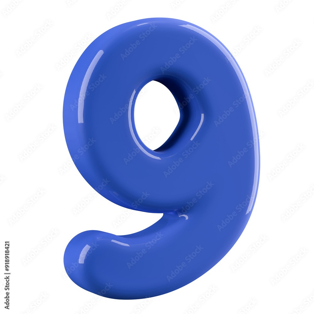 Blue 3D Number 9 Blue 3D Number 9