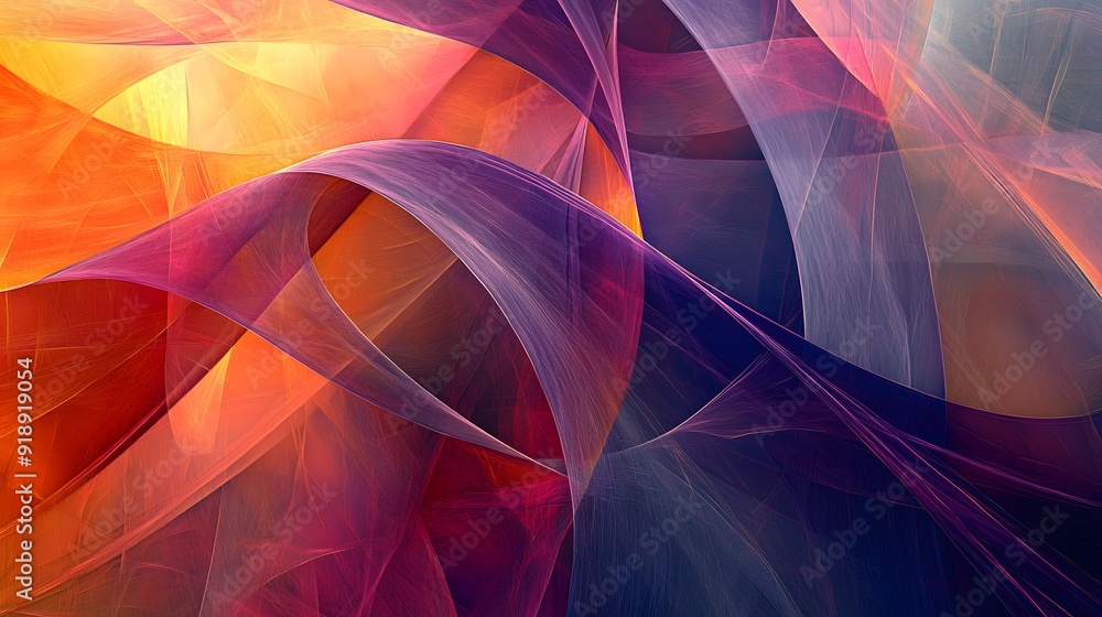 Fototapeta premium 34. Modern abstract geomatics with flowing lines and dynamic color shifts