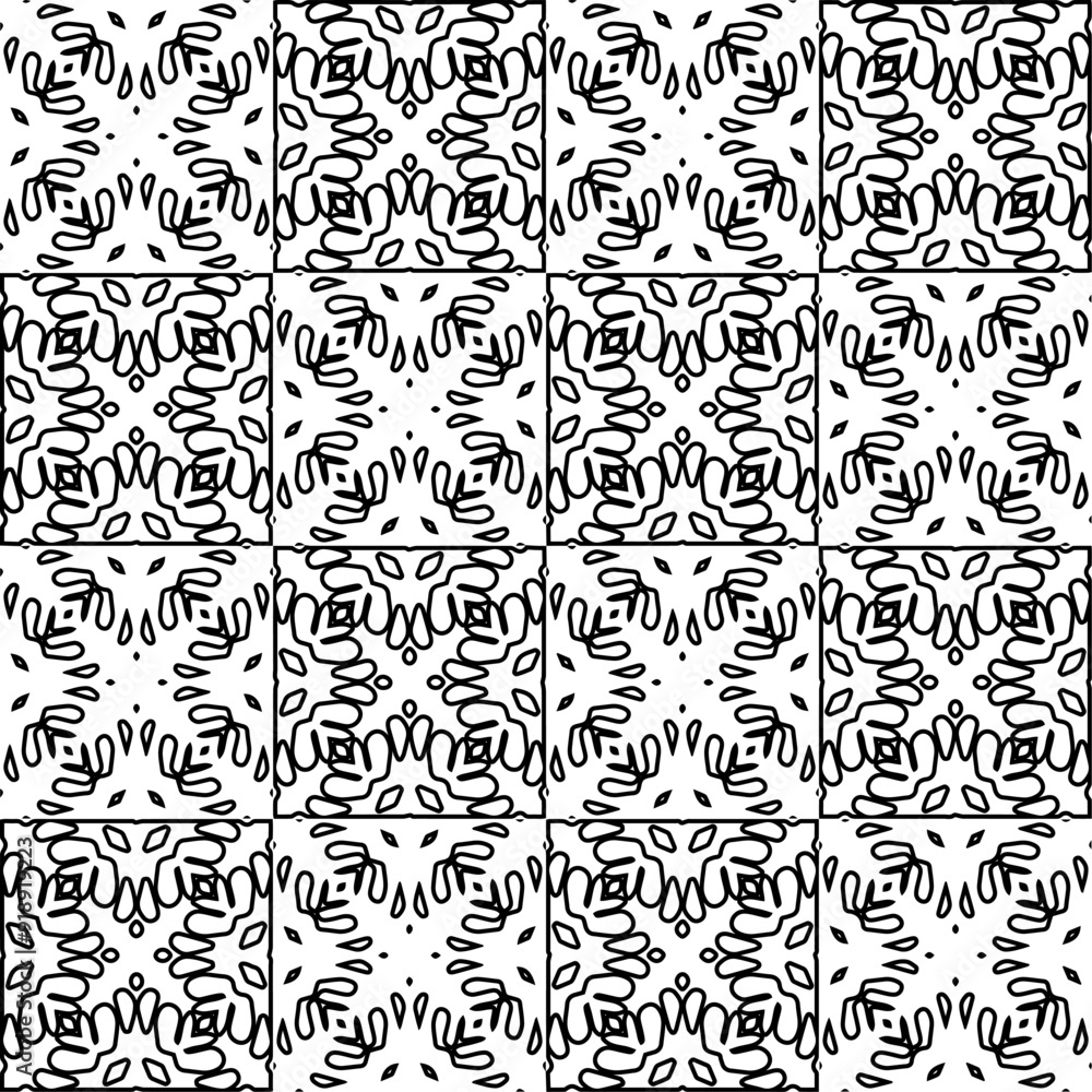 Vector pattern with symmetrical elements . Modern stylish abstract texture. Repeating geometric tiles from striped elements.Black and white pattern. Vector pattern with symmetrical elements . Modern stylish abstract texture. Repeating geometric tiles from striped elements.Black and white pattern.