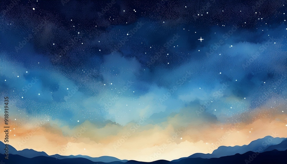 Fototapeta premium sky at night clean in watercolor effect with space for your text