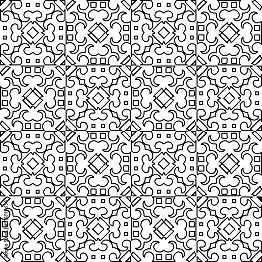 Vector pattern with symmetrical elements . Modern stylish abstract texture. Repeating geometric tiles from striped elements.Black and white pattern. Vector pattern with symmetrical elements . Modern stylish abstract texture. Repeating geometric tiles from striped elements.Black and white pattern.