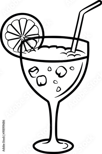 Wallpaper Mural Continuous one line drawing alcoholic Cocktail with fresh Lemon and cold linear abstract vector illustration generated Ai Torontodigital.ca