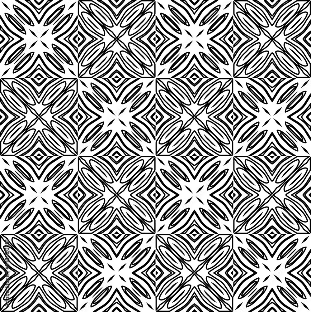 Vector pattern with symmetrical elements . Modern stylish abstract texture. Repeating geometric tiles from striped elements.Black and white pattern. Vector pattern with symmetrical elements . Modern stylish abstract texture. Repeating geometric tiles from striped elements.Black and white pattern.