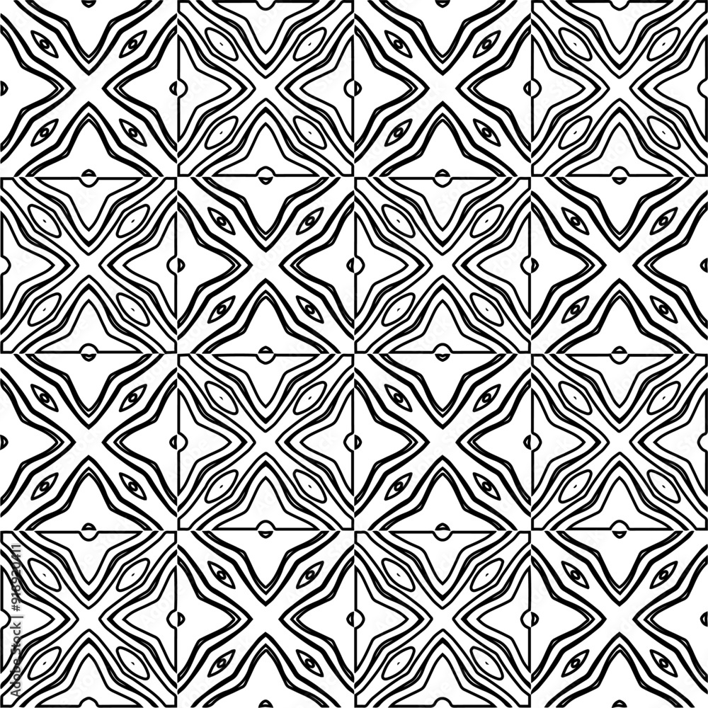 Vector pattern with symmetrical elements . Modern stylish abstract texture. Repeating geometric tiles from striped elements.Black and white pattern. Vector pattern with symmetrical elements . Modern stylish abstract texture. Repeating geometric tiles from striped elements.Black and white pattern.