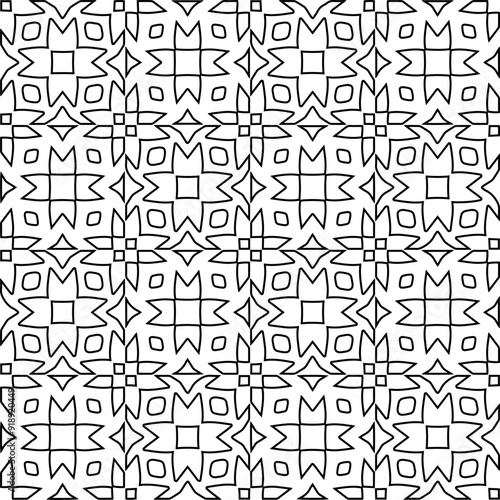 Vector pattern with symmetrical elements . Modern stylish abstract texture. Repeating geometric tiles from striped elements.Black and white pattern.